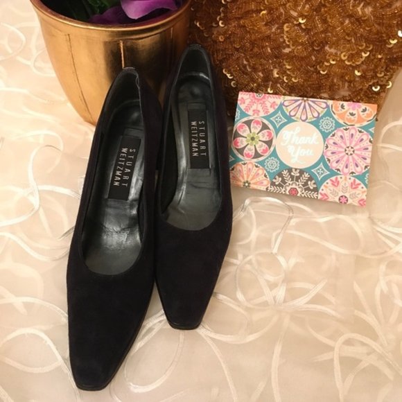 Stuart Weitzman Suede Black Heels Size 6 - Picture 1 of 7
